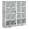 vidaXL Biblioth&egrave;que avec portes gris b&eacute;ton 136x37x142 cm