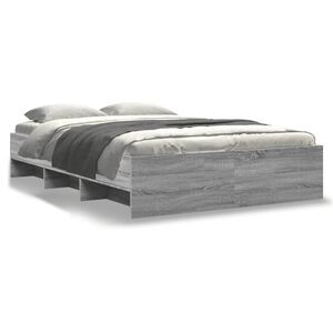 vidaXL Cadre de lit sans matelas sonoma gris 135x190 cm