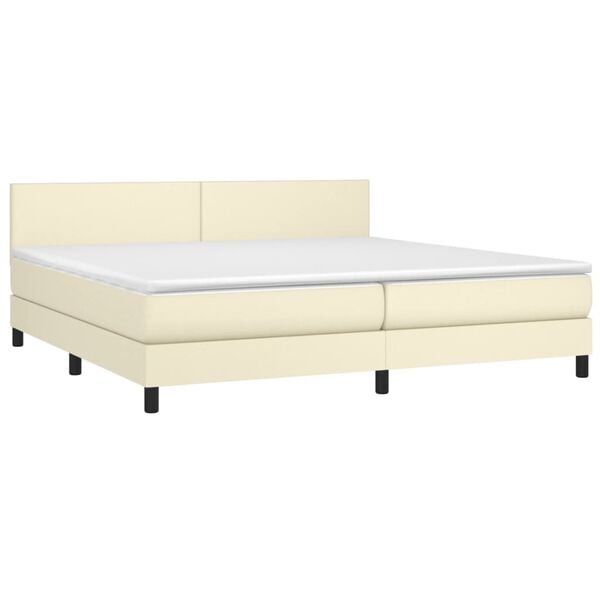 vidaXL Sommier &agrave; lattes de lit avec matelas Cr&egrave;me 200x200cm Similicuir