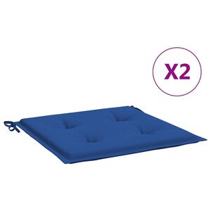 vidaXL Coussins de chaise de jardin lot de 2 bleu royal 50x50x4 cm