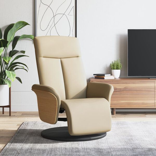 vidaXL Fauteuil inclinable avec repose-pied cr&egrave;me tissu