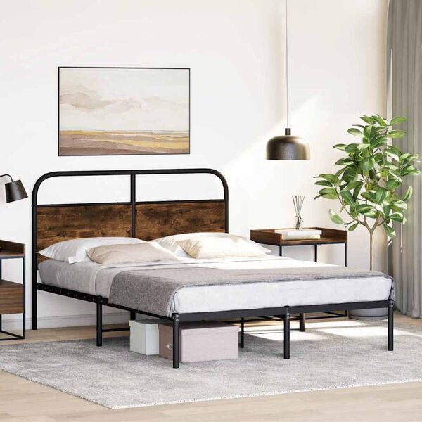 vidaXL Cadre de lit sans matelas 120x190 cm ch&ecirc;ne fum&eacute; bois ing&eacute;nierie