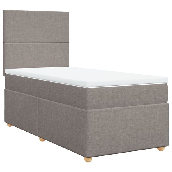 vidaXL Sommier à lattes de lit avec matelas Taupe 90x200 cm Tissu