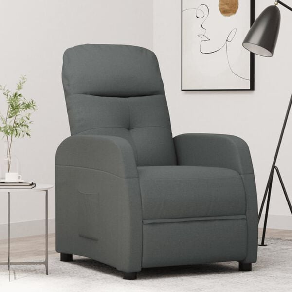 vidaXL Fauteuil inclinable Gris fonc&eacute; Tissu