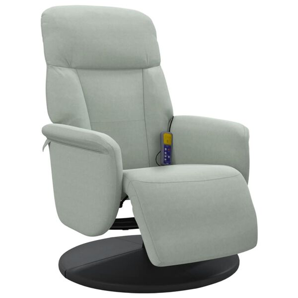 vidaXL Fauteuil inclinable de massage repose-pied gris clair velours