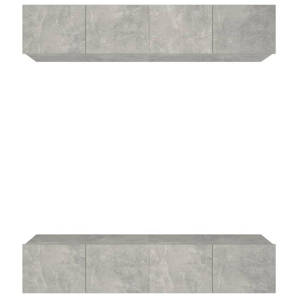 vidaXL Meubles TV 4 pcs gris b&eacute;ton 80x30x30 cm bois d'ing&eacute;nierie