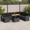 vidaXL Salon de jardin 9 pcs avec coussins noir r&eacute;sine tress&eacute;e