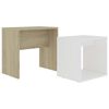 vidaXL Jeu de tables basses Blanc et ch&ecirc;ne sonoma bois d'ing&eacute;nierie