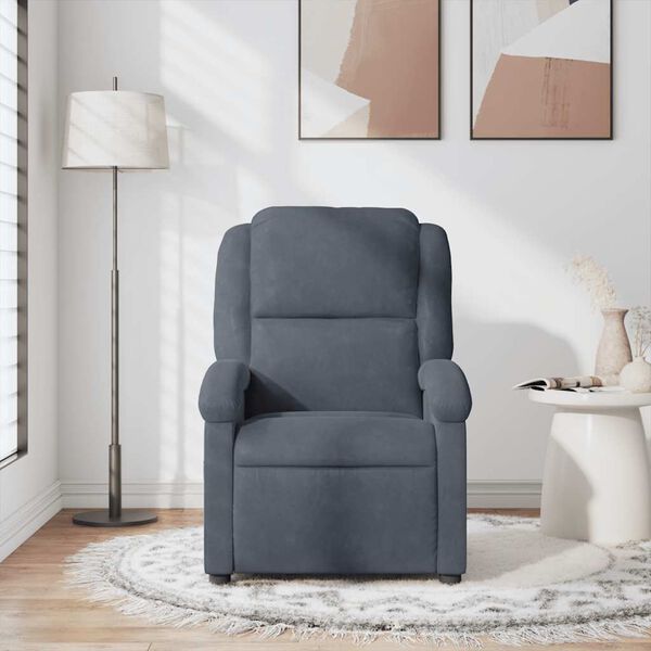 vidaXL Fauteuil de massage inclinable gris foncé velours