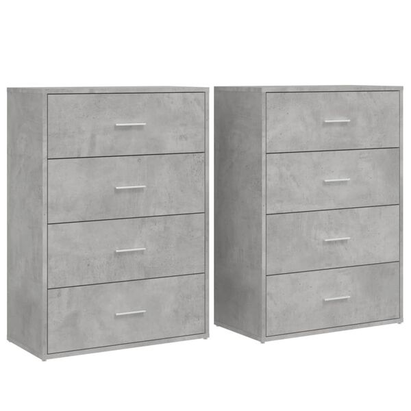vidaXL Buffets 2 pcs gris béton 60x31x84 cm bois d'ingénierie