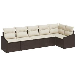 vidaXL Ensemble de canap&eacute; de jardin 6 pc Marron et blanc polyrotin