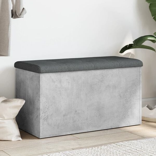 vidaXL Banc de rangement gris b&eacute;ton 82x42x45 cm bois d'ing&eacute;nierie