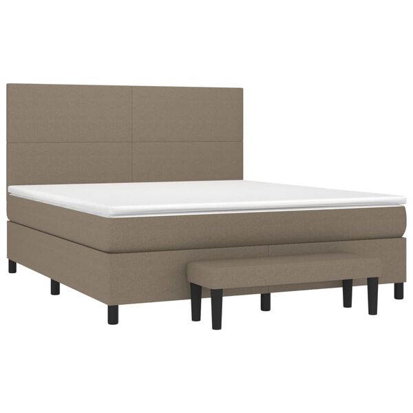 vidaXL Sommier &agrave; lattes de lit avec matelas Taupe 160x200 cm Tissu