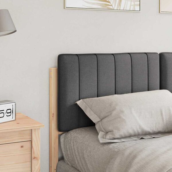 vidaXL T&ecirc;te de lit capitonn&eacute;e Brun et gris fonc&eacute; 135 cm Pin massif