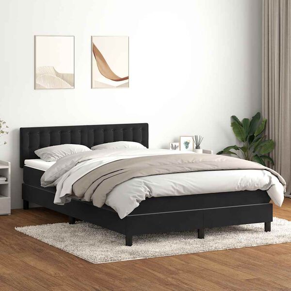 vidaXL Sommier &agrave; lattes de lit avec matelas noir 160x220 cm velours
