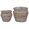 vidaXL Panier de Plante avec stockage 2 pcs Gris Rattan Lacak