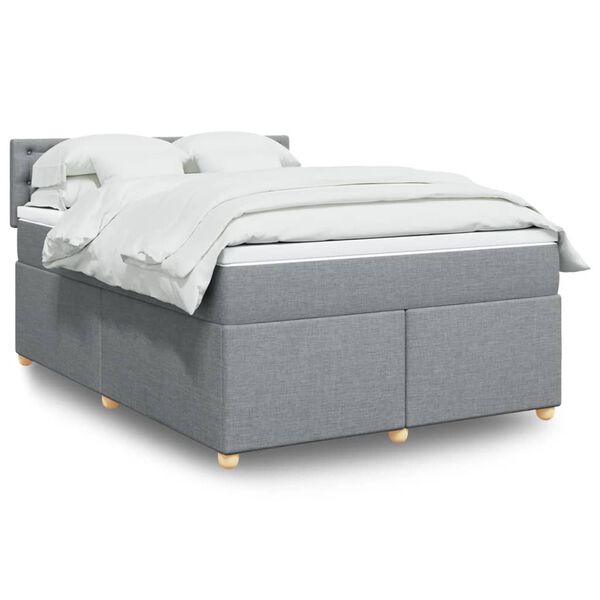 vidaXL Sommier &agrave; lattes de lit avec matelas Gris clair 160x200cm Tissu