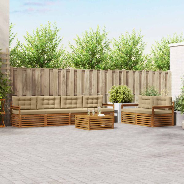 vidaXL Ensemble de canap&eacute;s d'ext&eacute;rieur 7 pcs Naturel et Beige