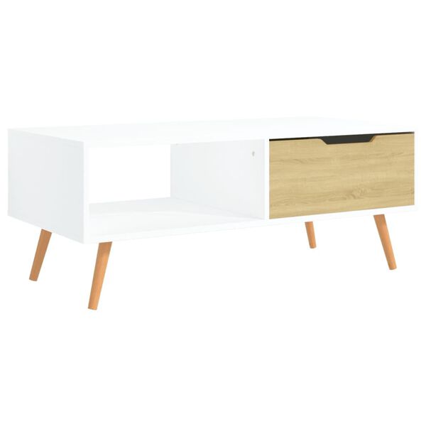 vidaXL Table basse Blanc et chêne Sonoma 100x49,5x43cm Bois ingénierie