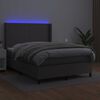 vidaXL Sommier &agrave; lattes de lit matelas LED Gris 140x190cm Similicuir