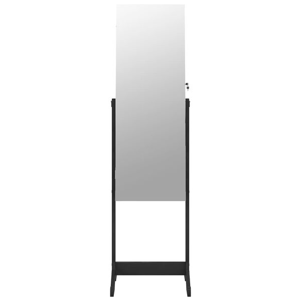 vidaXL Armoire à bijoux avec miroir sur pied noir 42x38x152 cm