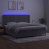 vidaXL Sommier &agrave; lattes de lit matelas et LED Gris clair 200x200 cm