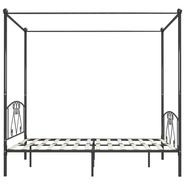 vidaXL Cadre de lit à baldaquin sans matelas gris métal 180x200 cm