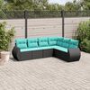 vidaXL Salon de jardin 6 pcs avec coussins noir r&eacute;sine tress&eacute;e