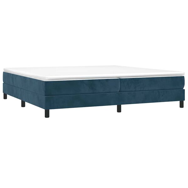 vidaXL Sommier &agrave; lattes de lit et matelas Bleu fonc&eacute; 200x200cm Velours