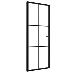 vidaXL Porte int&eacute;rieure Verre ESG et aluminium 76x201,5 cm Noir