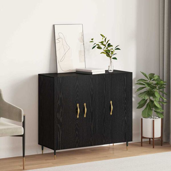 vidaXL Buffet Ch&ecirc;ne noir 90 x 34 x 80 cm Bois d'ing&eacute;nierie
