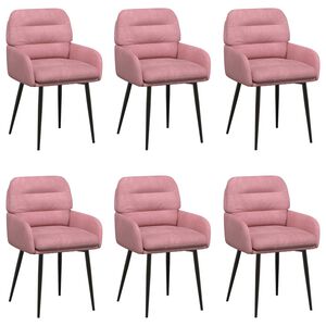 vidaXL Chaises de salle &agrave; manger 6 pc Velours Rose 59 x 59,5 x 90 cm