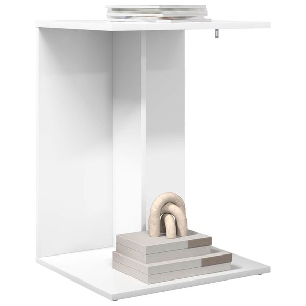 vidaXL Table d'appoint Blanc 45 x 40 x 62,5 cm Bois d'ing&eacute;nierie