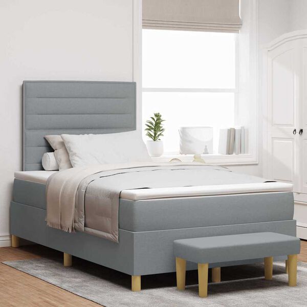 vidaXL Lit &agrave; ressorts avec matelas Gris clair 120 x 190 cm tissu