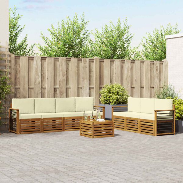 vidaXL Ensembles de canap&eacute;s avec coussin 8 pcs Naturel et Cr&egrave;me