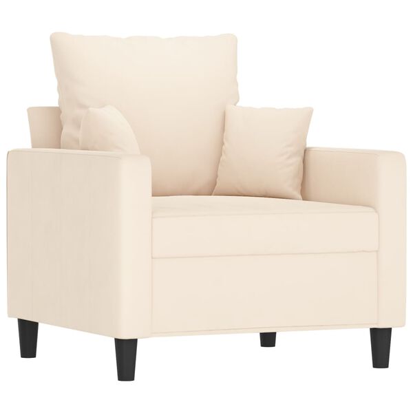 vidaXL Fauteuil avec repose-pied Cr&egrave;me 60 cm Velours