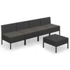 vidaXL Salon de jardin 5 pcs avec coussins r&eacute;sine tress&eacute;e noir