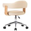 vidaXL Chaise pivotante de bureau Crème Bois courbé et similicuir