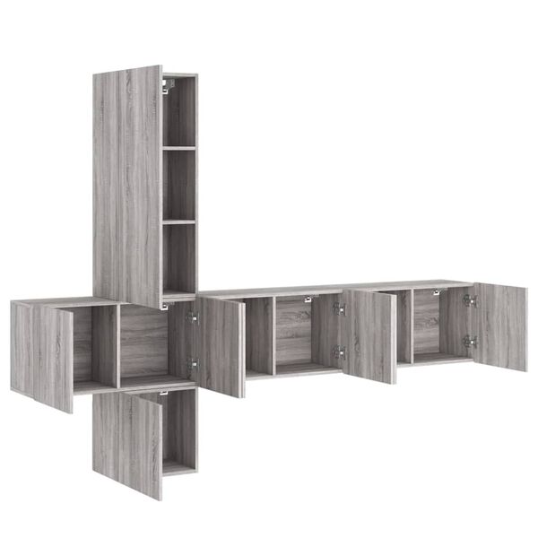 vidaXL Unit&eacute;s murales TV 5 pcs sonoma gris bois d'ing&eacute;nierie