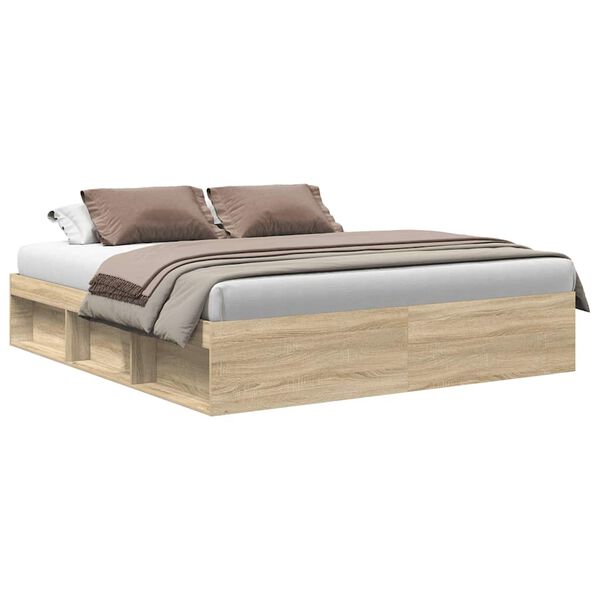 vidaXL Cadre de lit sans matelas ch&ecirc;ne sonoma 200x200 cm