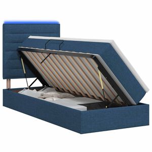 vidaXL Lit de rangement LED avec matelas Bleu 90 x 190 cm Tissu