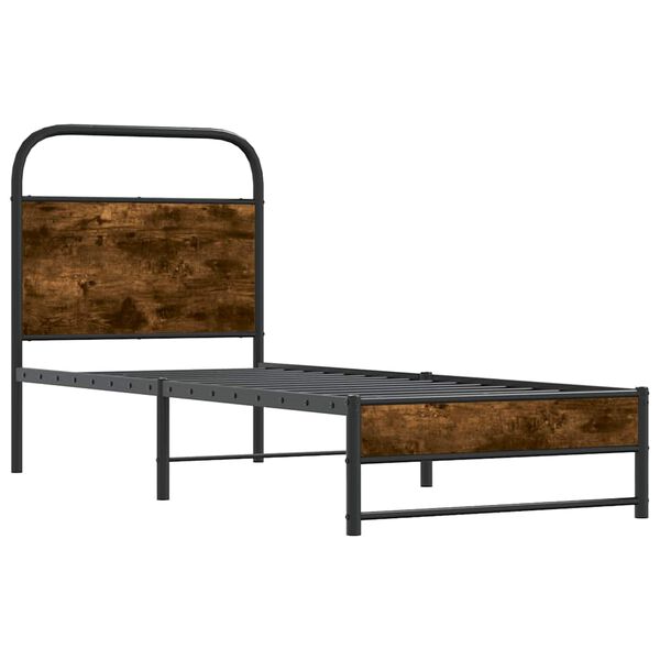 vidaXL Cadre de lit sans matelas ch&ecirc;ne fum&eacute; 75x190cm bois d'ing&eacute;nierie