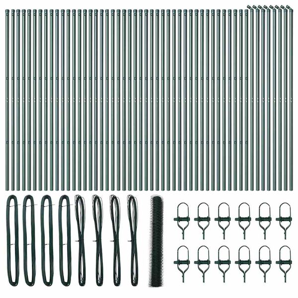 vidaXL Cl&ocirc;ture avec poteaux Vert 1.2 x 100 m Acier recouvert de PVC