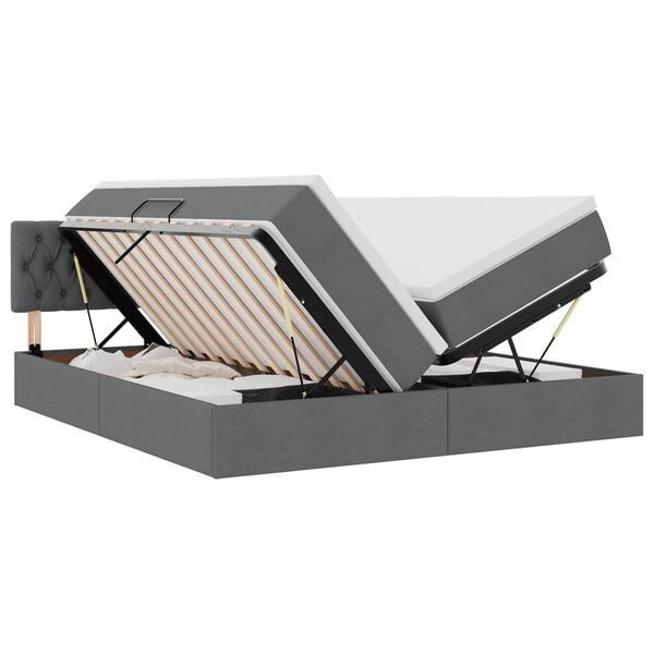 vidaXL Lit avec des lumi&egrave;res &agrave; LED Gris fonc&eacute; 200 x 200 cm tissu