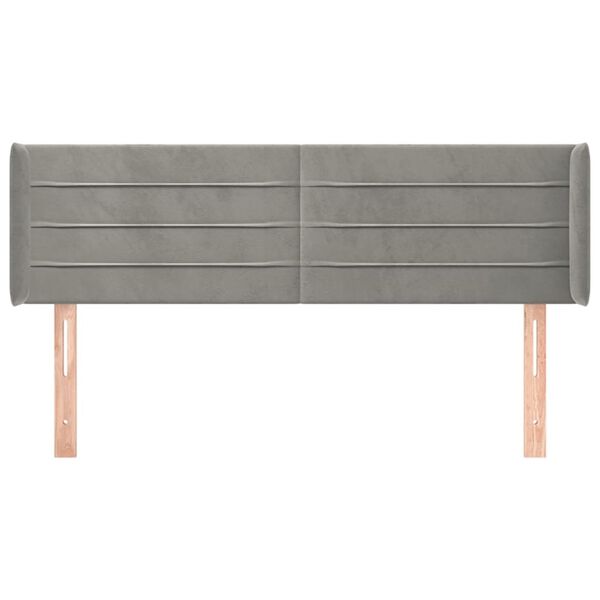 vidaXL T&ecirc;te de lit avec oreilles Gris clair 147x16x78/88 cm Velours