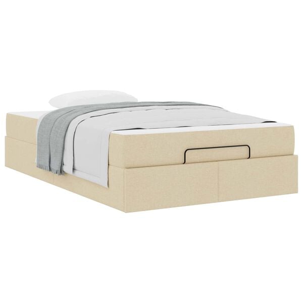 vidaXL Cadre de lit avec matelas avec matelas 2 pcs Crème tissu