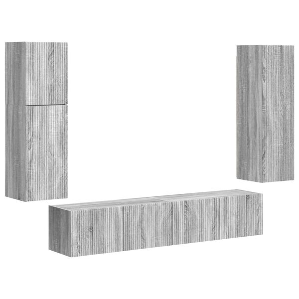 vidaXL Ensemble meuble TV 4 pcs Gris Sonoma Bois d'ing&eacute;nierie