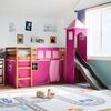 vidaXL Lit mezzanine enfants avec tour rose 80x200cm bois pin massif