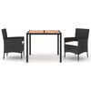 vidaXL Ensemble &agrave; manger de jardin avec coussins 3 pcs Noir