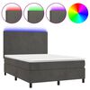 vidaXL Sommier &agrave; lattes de lit avec matelas LED Gris fonc&eacute; 140x190 cm